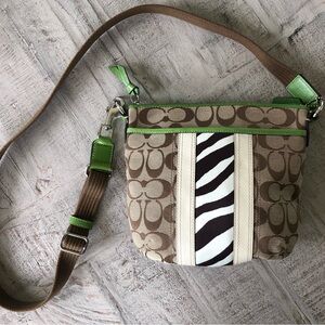 Coach Brown and Green Crossbody Bag